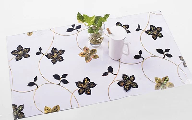 BALLE 1,5 мм Прочная ПВХ скатерть, пластиковый коврик, покрытие для стола, мягкое стекло для стола, обеденный стол, корейский черный цветок арабия