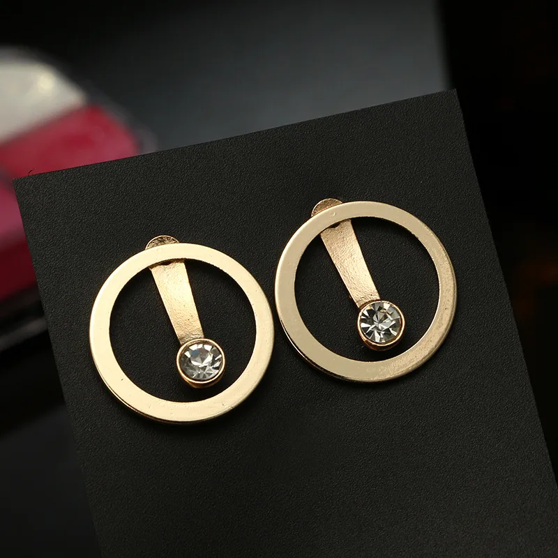 

New Crystal Earrings Woman Embellished with crystals Circle earrings Fine Jewelry Earring Round Charm Vintage Gifts