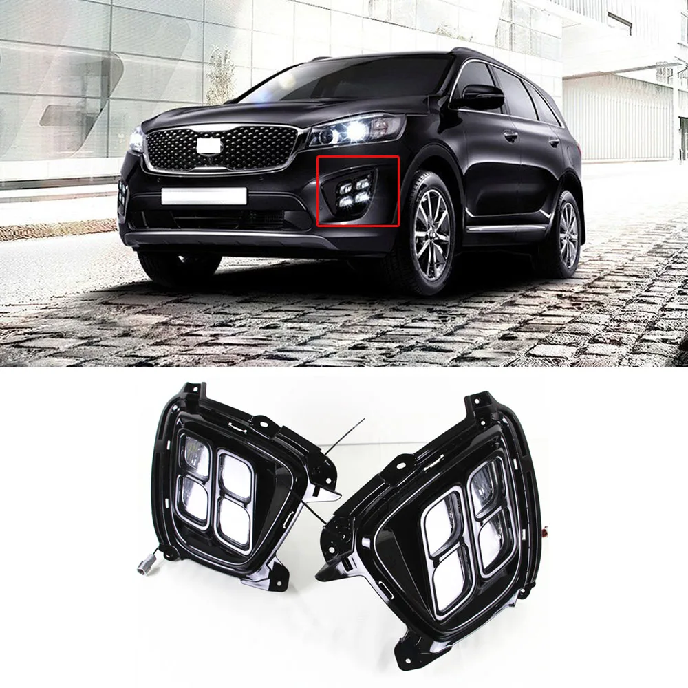 

CAPQX 1Set For Kia Sorento 2015 2016 Front Bumper LED Fog Light Fog lamp Daytime Running Light DRL Daytime Lamp Assy