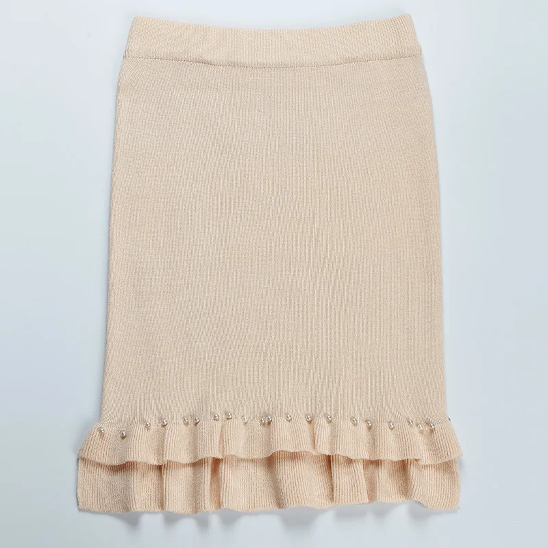 ShejoinSheenjoy Split Ruffles Hem Knitted Midi Women Skirt Beading High-Waist Autumn Winter Skirts Womens Bodycon Students Skirt (16)
