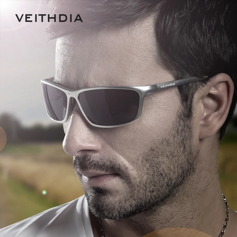 Мужские квадратные солнцезащитные очки VEITHDIA алюминиевые поляризационные для