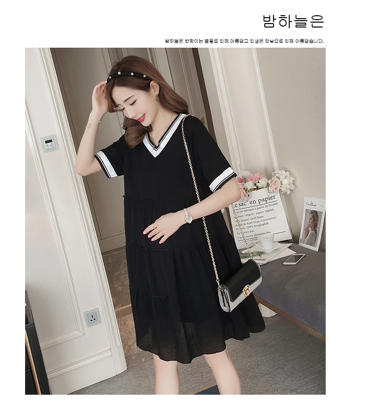 Летнее Новое корейское платье для беременных 2019 платье для куклы свободное повседневное шифоновое длинное платье для беременных женщин