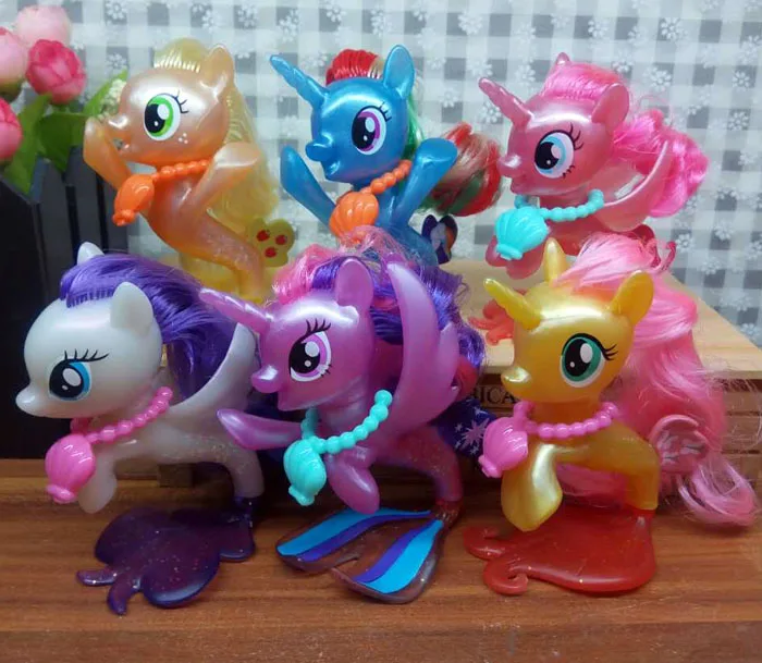 

6pcs Unicorn Fish Twilight Sparkle Rainbow Dash Apple Jack Rarity Fluttershy Pinkie Pie Ponies Toys Christmas Little Gift