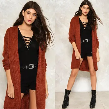 

New Brand Women Oversized Long Sleeve Knitted Sweater Tops Fashion Ladies Autumn Winter Loose Cardigan Outwear Coat