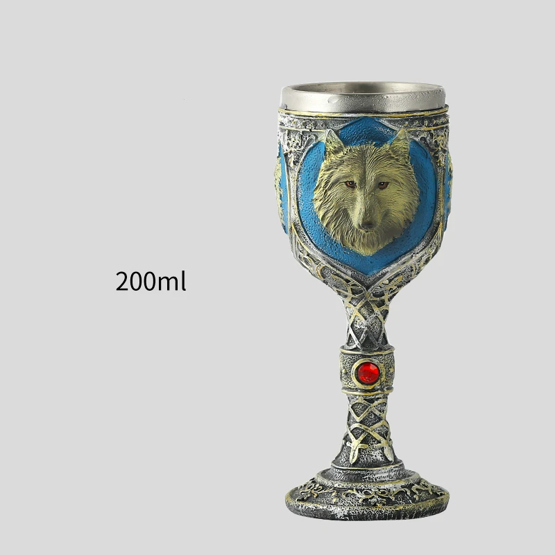 Креативная 3D чаша для коктейля, бокал для вина из нержавеющей стали, внутренняя Игра престолов, дракон, бар, вечерние чашки для украшения дома, пивная кружка - Цвет: Wolf