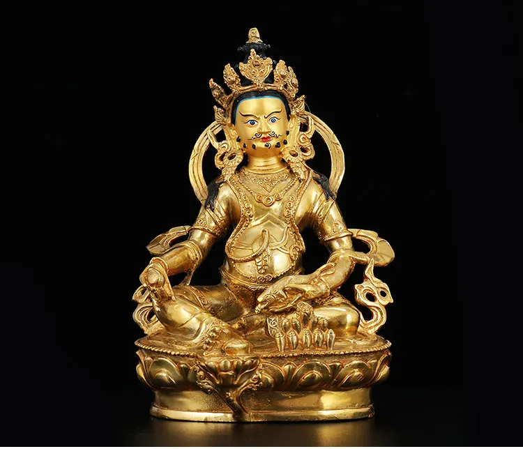 

Special Offer 30CM large-Tibet Temple Buddha statue--HOME Company Money drawing full Gilding Yellow Jambhala Zambala Buddha