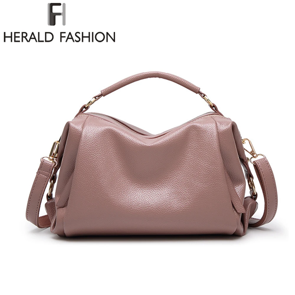 Herald Fashion 2017 High Quality PU Leather Women Handbags Brand Casual Shoulder Bags Female Solid Tote