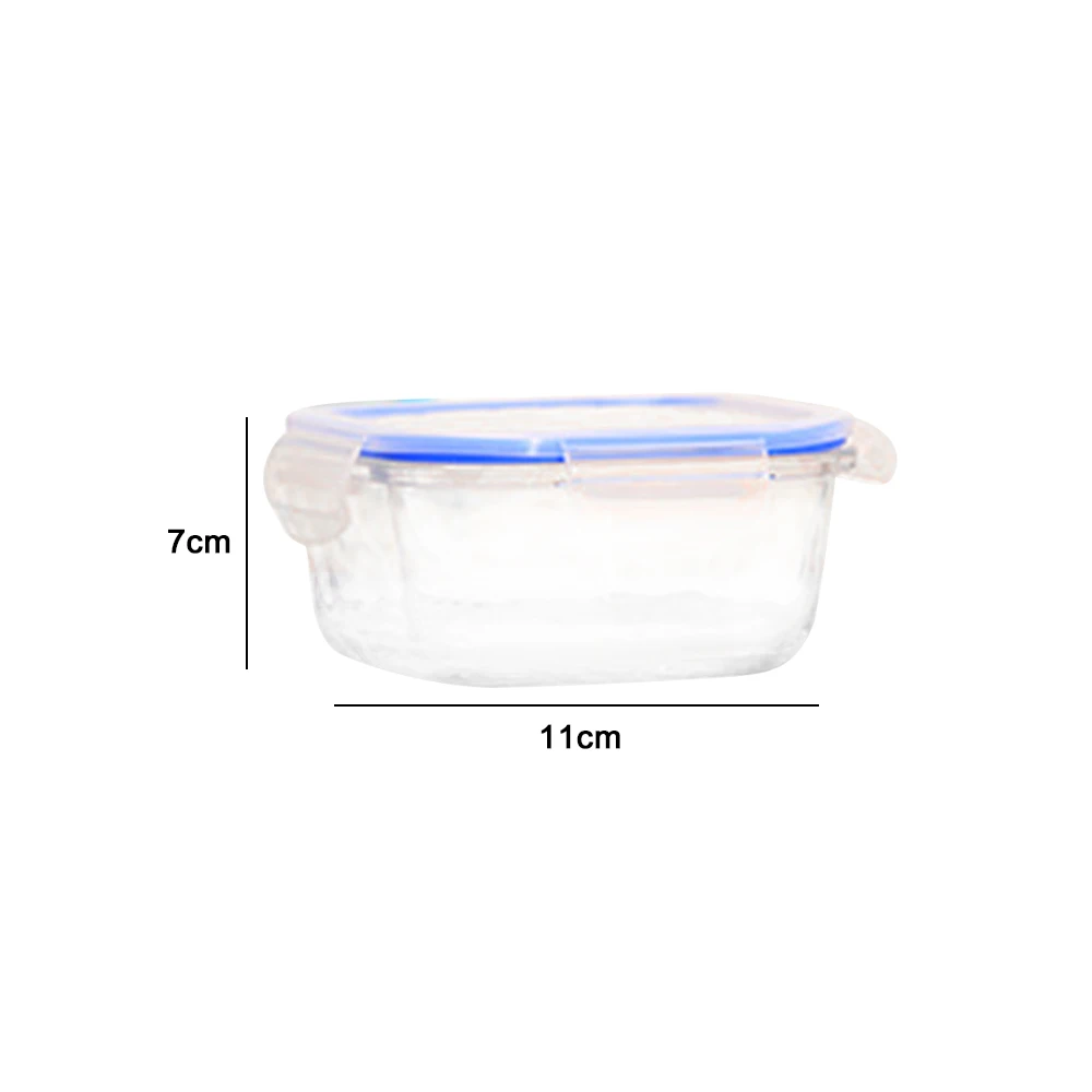 Креативный стеклянный Ланч-бокс круглый прямоугольный прозрачный синий контейнер для еды переносной Ланч-бокс для взрослых и детей
