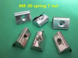 50 шт. M8-серии 3030 Европейский стандарт стали с никель Roll-в T гайка пружины с эластичной лист для алюминиевого профиля