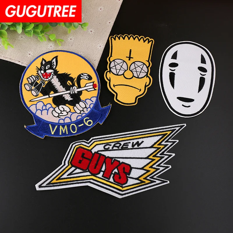 

GUGUTREE embroidery cats face patches animal letter patches badges applique patches for clothing YX-261