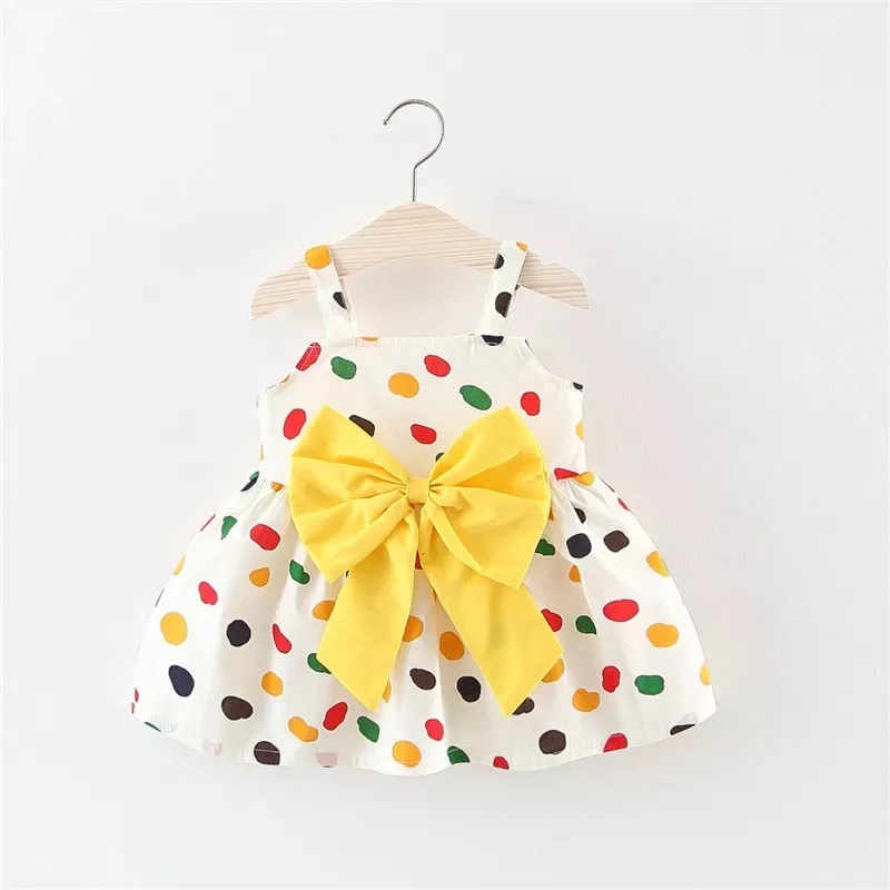 

BNWIGE Baby Girls Dress Summer Clothes Baby Girl Clothes Princess Newborn Baby Dresses Print Dot Bow Sleeveless Toddler Clothes