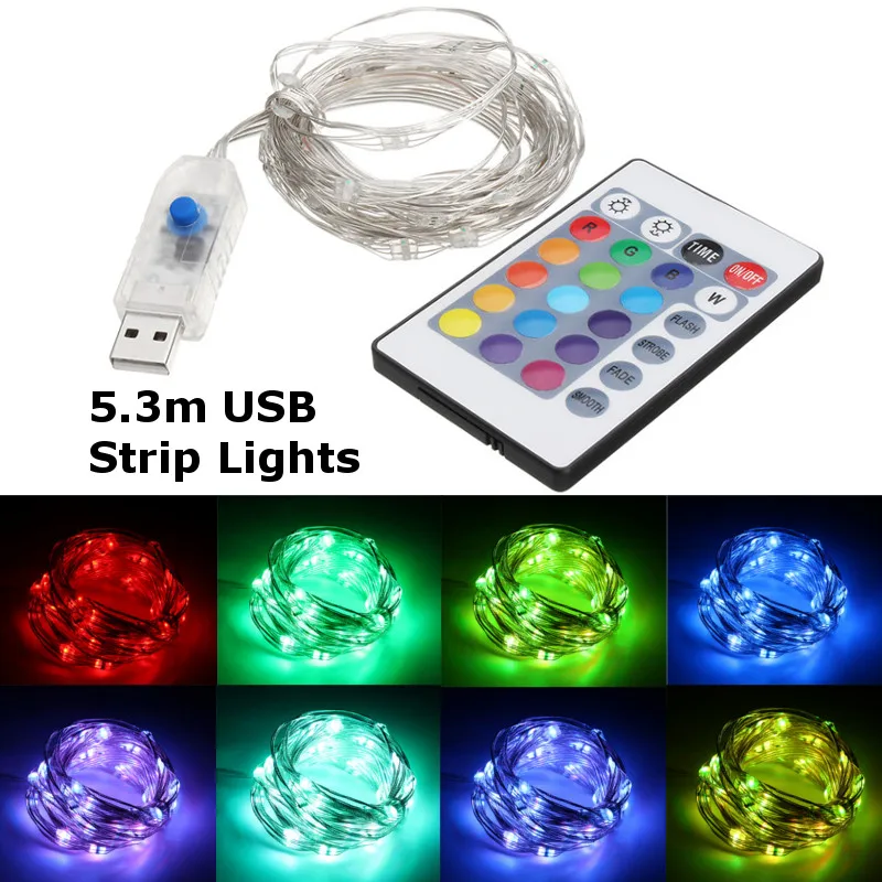 

Sumxi 530CM 50LED RGB USB LED String Wire Fairy Light For Wedding Party Christmas LED Light Decoration Waterproof 8 Mode