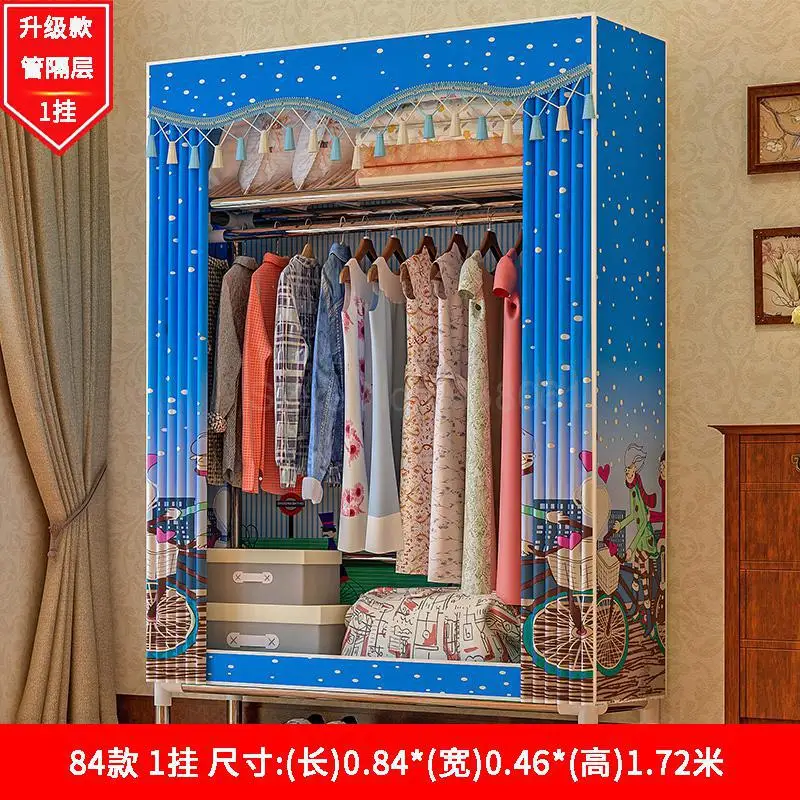 Simple wardrobe steel pipe bold reinforcement simple economical assembly fabric wardrobe storage cloth wardrobe - Цвет: 84x46x172cm  2