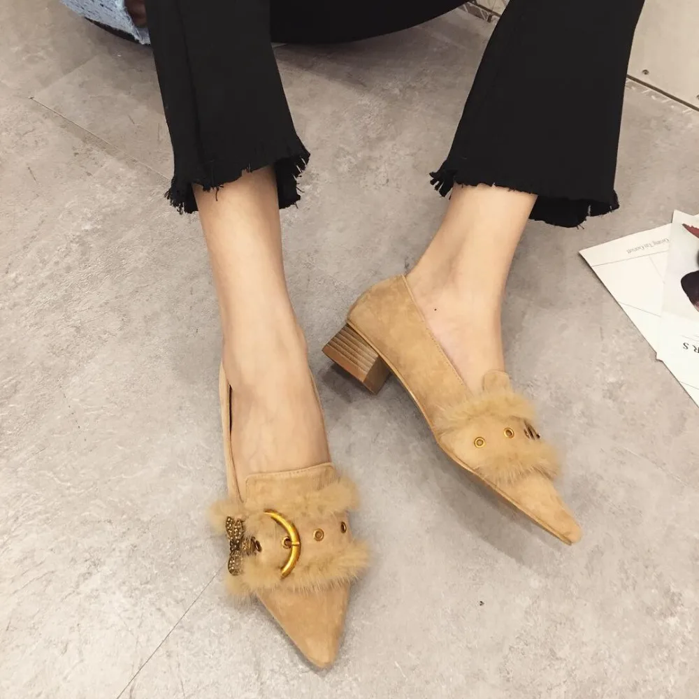 

MYCORON 2018 Women Pumps Winter Women Shoes Luxury Product Handmade Pointed Toe Designer Shoes Women Zapatos Mujer Tacon