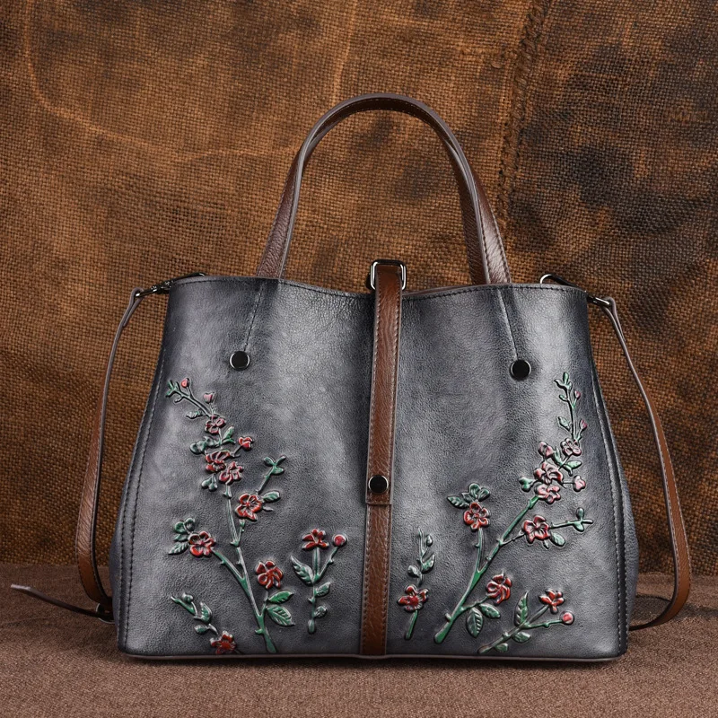 Винтажные женские кожаные сумки, натуральная кожа, сумка на плечо, роскошные сумки, женские сумки, дизайнерские сумки через плечо, сумки - Цвет: Dark Gray