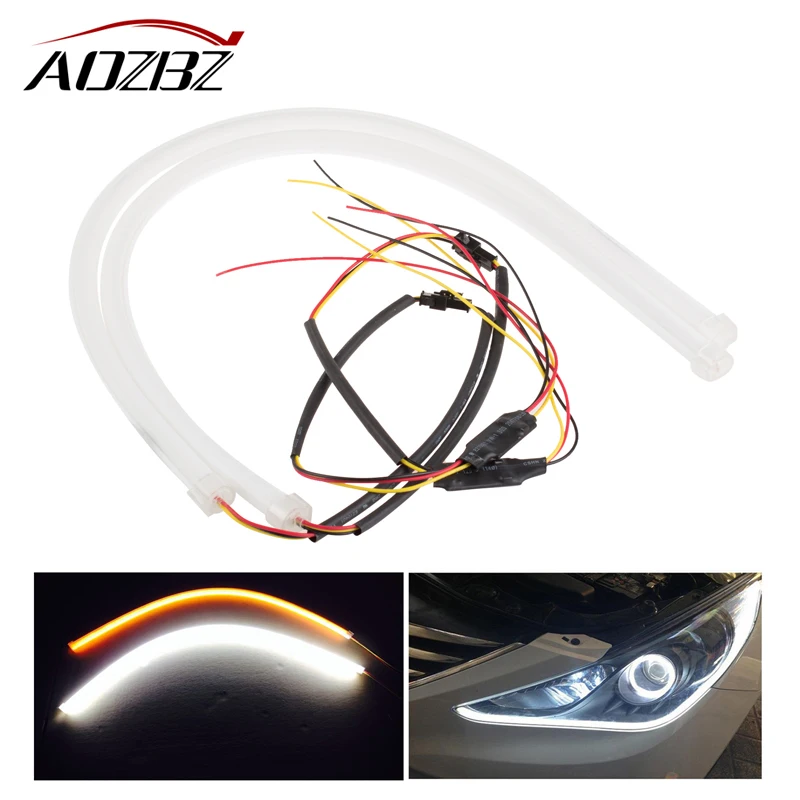 2pcs 60cm Flexible Soft DRL Car LED Tube Strip Style