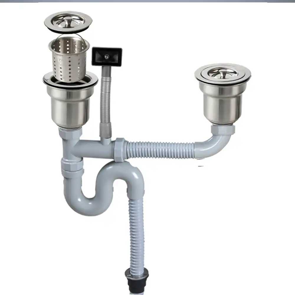Talea Double Sink Vertical Type With Overflow Pipe Kit Basin Waste Set Sink Strainer Disposer Drain Hose Plastic Flexible Flume Kitchen Drains Strainers Aliexpress