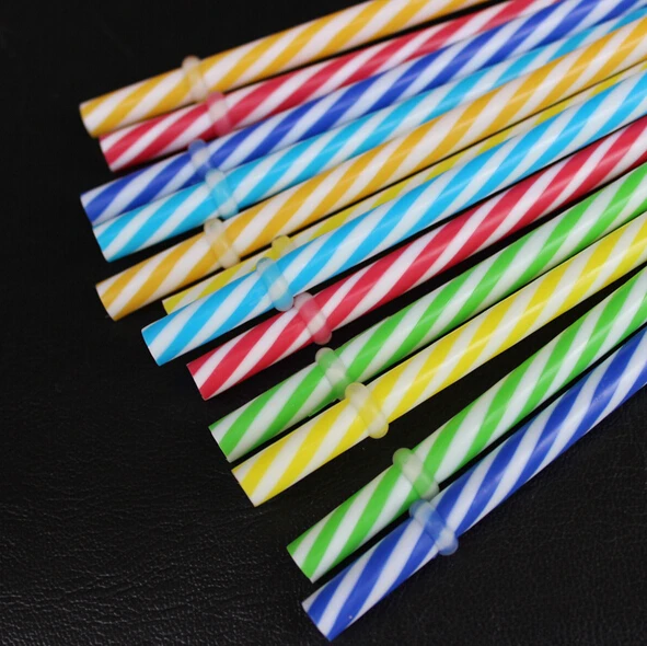 20 Pc/Lot Reusable Hard Plastic Stripe drinking Straws colorful party strawsstraws plastic