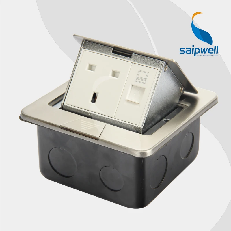 13A 220V Slim Design Stainless Steel Multi fuction Floor Socket / UK