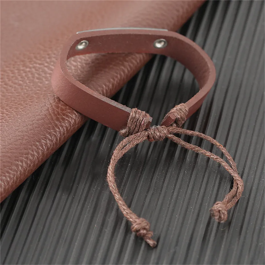Stylish Black Brown Happiness Door Love Theme Charms Women Leather Bracelets Rope Chain Mother Gift Jewelry  (22)