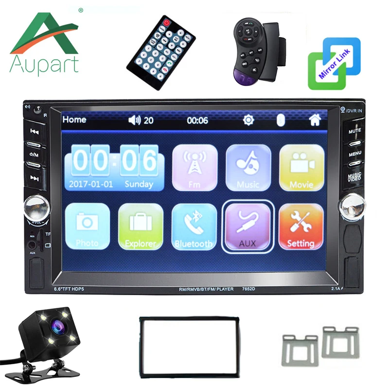 

2din Car Radio Player 6.6 inch TFT Double din Touch Screen Audio 2 Din Autoradio MirrorLink Multimedia Player FM Stereo