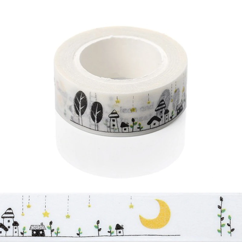 

1 Pc Moon House Dog Star Drafting Tape Washi Masking Decorative Adhesive Tape Scrapbooking Tools Stickers Stationery