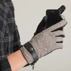 Для мужчин варежки из натуральной кожи перчатки мода осень Для мужчин s овчины наручные однотонные теплые водительские перчатки для