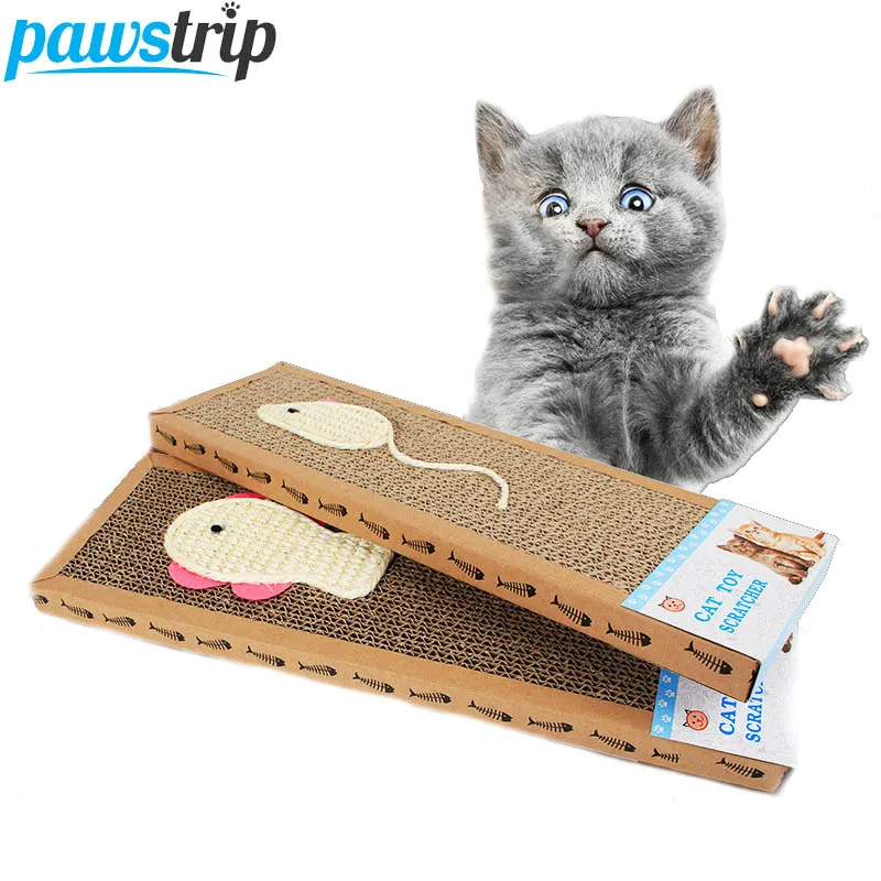 Image 37*12*2cm 1pc Corrugated Cat Scratch Board Mat Claw Care Cat Scratcher Sisal Fish Mouse Interactive Cat Toys