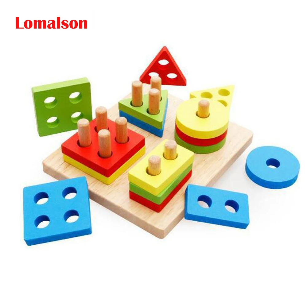 

Wooden Shape Stacker Sorting Toys Montessori Math Geometry Shape Cognitive Building Block Toy Kids Baby Puzzle Educational Toy