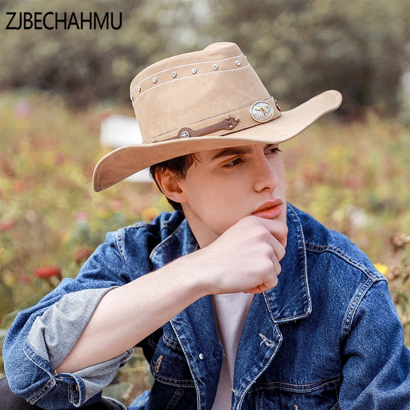 

ZJBECHAHMU Hats Fashion Solid Leather Fedoras Hat For Men Women Spring Summer Autumn European and American style Snapback Hat