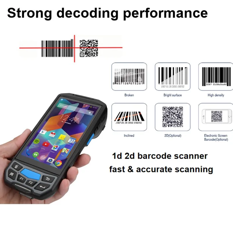  PDA Android with built in thermal printer Handheld 2D Honeywell 6603 QR code PDA Barcode Scanner an