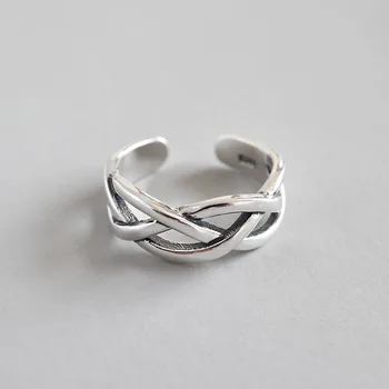 

100% real. 925 SILVER Fine jewelry sterling Cross Braid Twisted Geometric Ring Band Women's J16