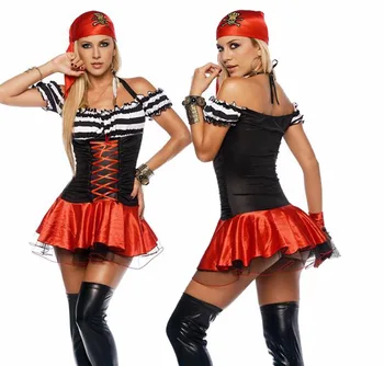 

Pirate Costume Women Halloween Fancy Party Dress Carnival Sexy Cosplay Game Outfits 80399