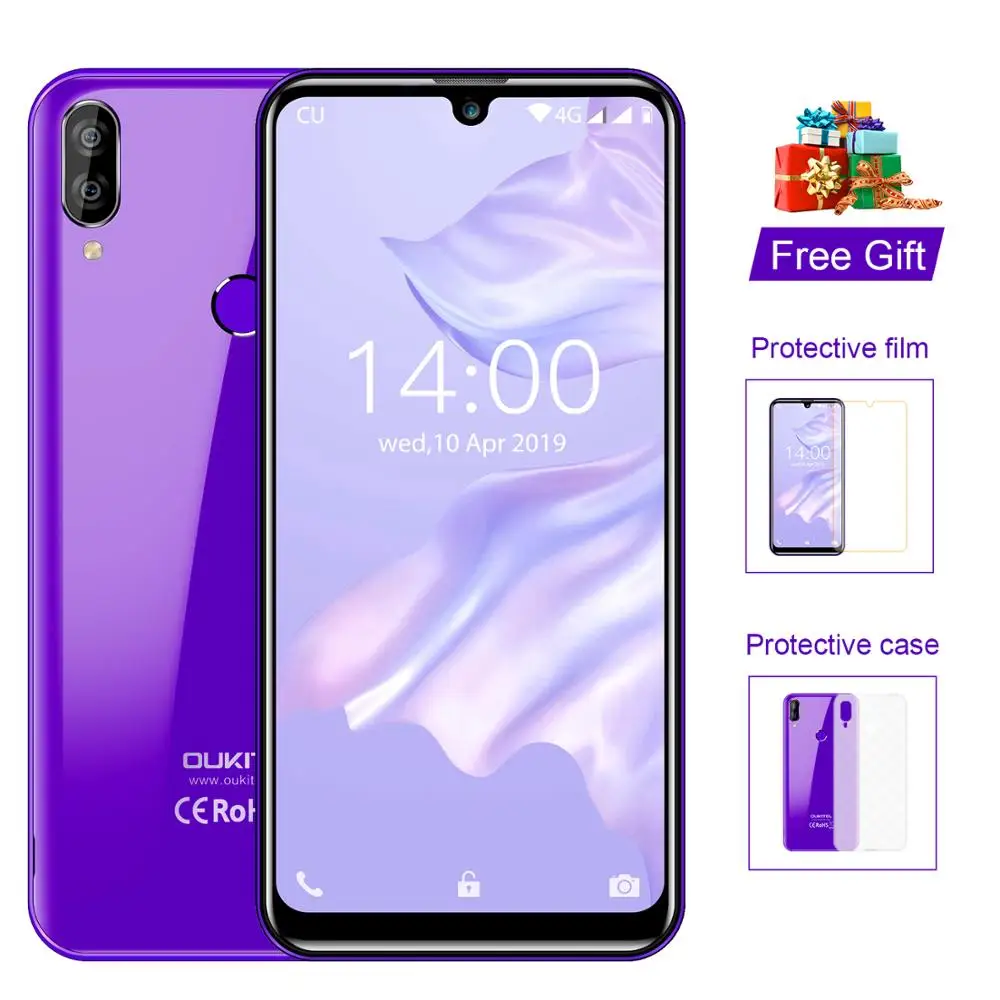 Pаспродажа Смартфон OUKITEL C16 Pro, 3 ГБ, 32 ГБ, LTE, 2600 мА ч, мобильный телефон с функцией распознавания лица, MTK6761P, четырехъядерный, 5,71 дюймов, экран капли воды, 19...