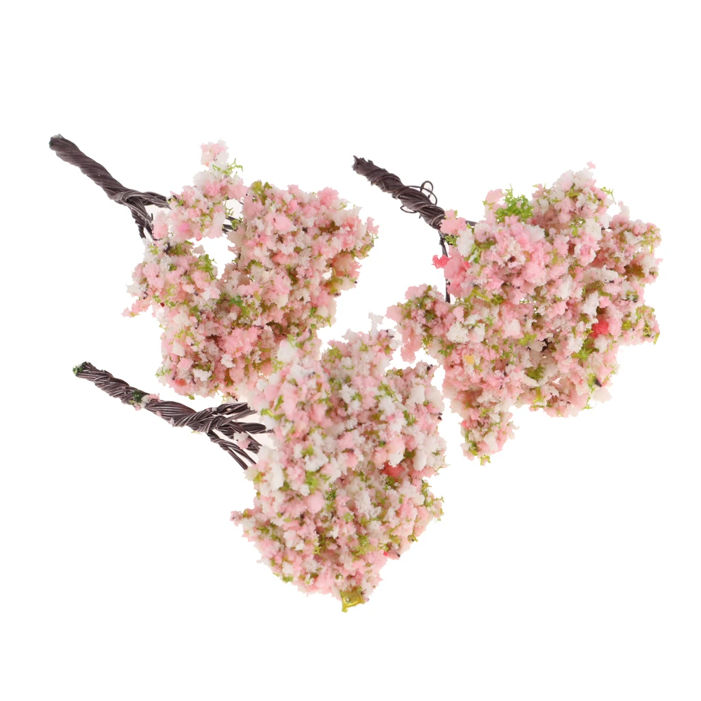 3pcs/lot Resin Miniature Flower Tree Plants Fairy Garden Decoration Dollhouse DIY Craft Model