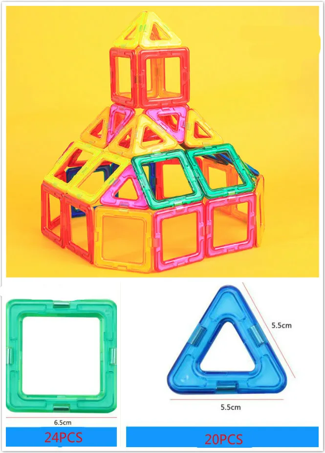 

44PCS DIY Rocket 3D Magnetic Brick Multicolor Enlighten Bricks Part Nanoblock Building Blocks Standard Size Children Gifts Toys