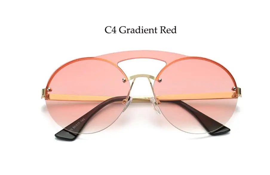 Большие круглые Модные солнцезащитные очки, фирменный дизайн, роскошные зеркальные солнцезащитные очки для мужчин и женщин, винтажные очки UV400 - Цвет линз: C4 gradient red