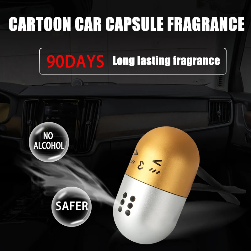 

Auto outlet Cartoon emoticon capsule Fragrance Air Freshener perfume For BMW Audi Toyota Ford Mini cooper Clip Car Styling Decor