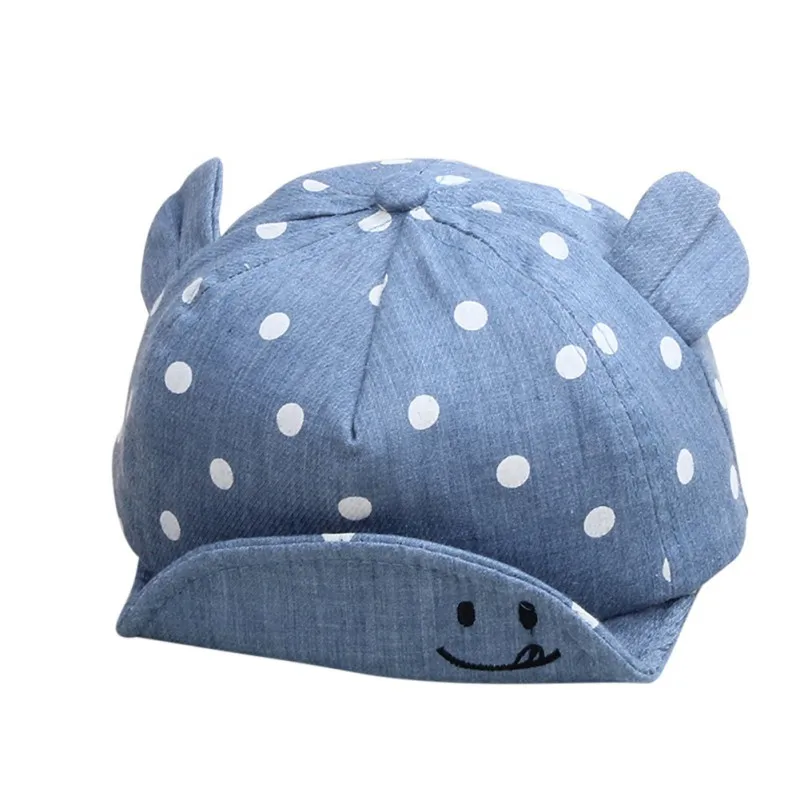 Dot Baby Caps New Girl Boys Cap Summer Hats for Boy Infant Sun Hat with Ear 2018 Sunscreen Baby Girl Hat