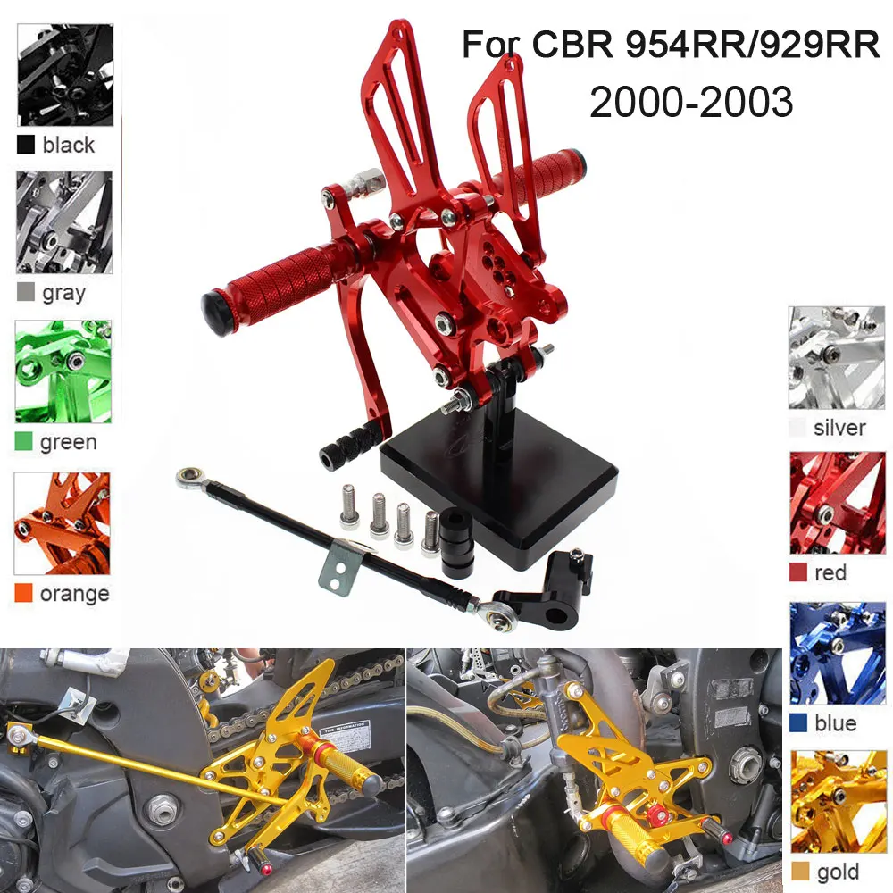 

CNC Aluminum Adjustable Rearsets Foot Pegs For Honda CBR954RR CBR929RR CBR 954RR 929RR 2000 2003