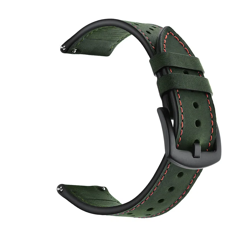 22 мм ремешок для часов Galaxy watch 46 мм samsung gear S3 Frontier браслет из натуральной кожи huawei часы gt ремешок Amazfit gtr 47 мм - Цвет ремешка: green A