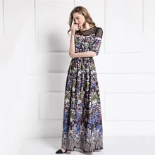 by Megyn Summer Dress 2017 Womens Hollow Out Shoulder Dress Bohemian Floral Beach Long Maxi Floral Print Dress Women LD399