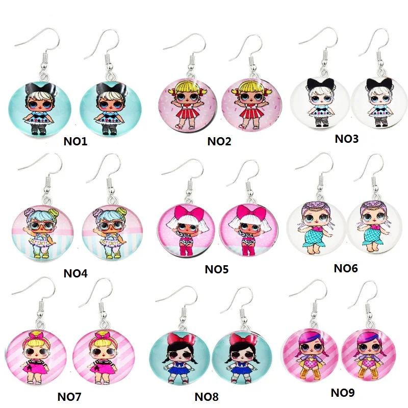 

Silver Beautiful Surprise Girl Earrings 18MM Stainless Steel Cosplay Girl Earrings for Women Kids Gift 10Pairs
