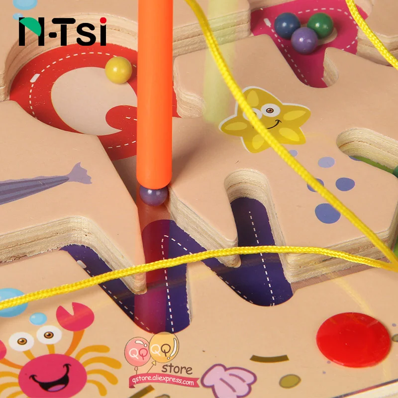 N-Tsi деревянный лабиринт Магнитная игра головоломка игрушки для детей детские развивающие игрушки подарок
