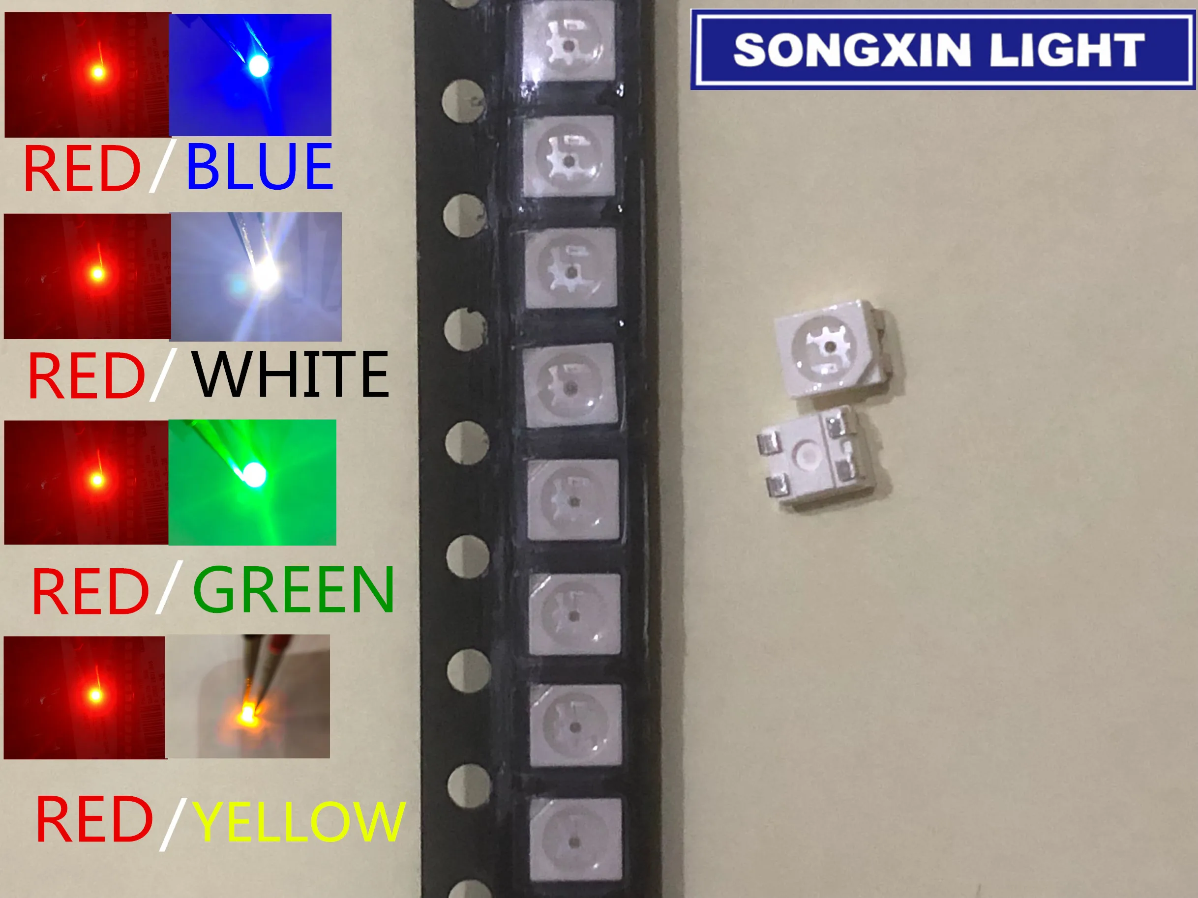 100 шт 3528 SMD LED Bi Color Red Blue RED / Yellow Green White /Blue светодиодный s NEW 1/35 модель