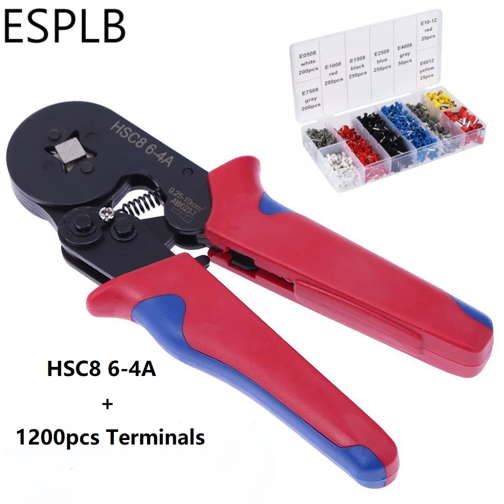 Esplb мини обжимные плоскогубцы HSC8 6-4 HSC8 6-6 0,25-6mm2 HSC8 6-4A 0,25-10mm2 плоскогубцы ручной инструмент терминалы - Цвет: HSC8 6-4A Set