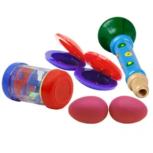 Музыкальные игрушки ударные инструменты индикатор ритма в том числе деревянный Рог+ рейнстик+ яйцо форма маракаса+ кастанеты