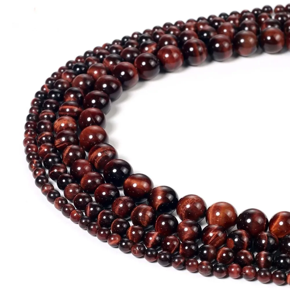 

4-12mm AAA+ Red Tiger Eye Natural Stone Beads for Jewelry Making Round Loose Strand Beads DIY Charm Bracelet Pick Size 15"