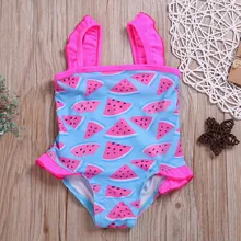 Горячие Одежда для детей; малышей; девочек ремень с фруктовым принтом бикини с начесом пляжные купальники купальная одежда Одна деталь арбуз милые купальники