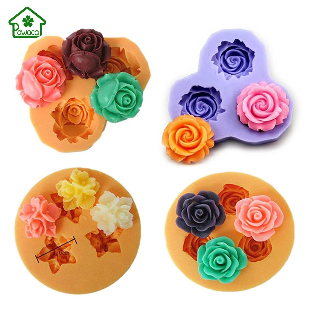 

12 Type Flower Shape Food Grade Silicone Non Stick Cake Mold Fondant Baking Mold Decorating Set for Birthday Party Random Color